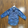 Children's Long-sleeved Azure Lapel Print Coat Shirt